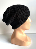 KIARA Handgemachte Beanie-Mütze aus 100% Alpaka 8903 Schwarz