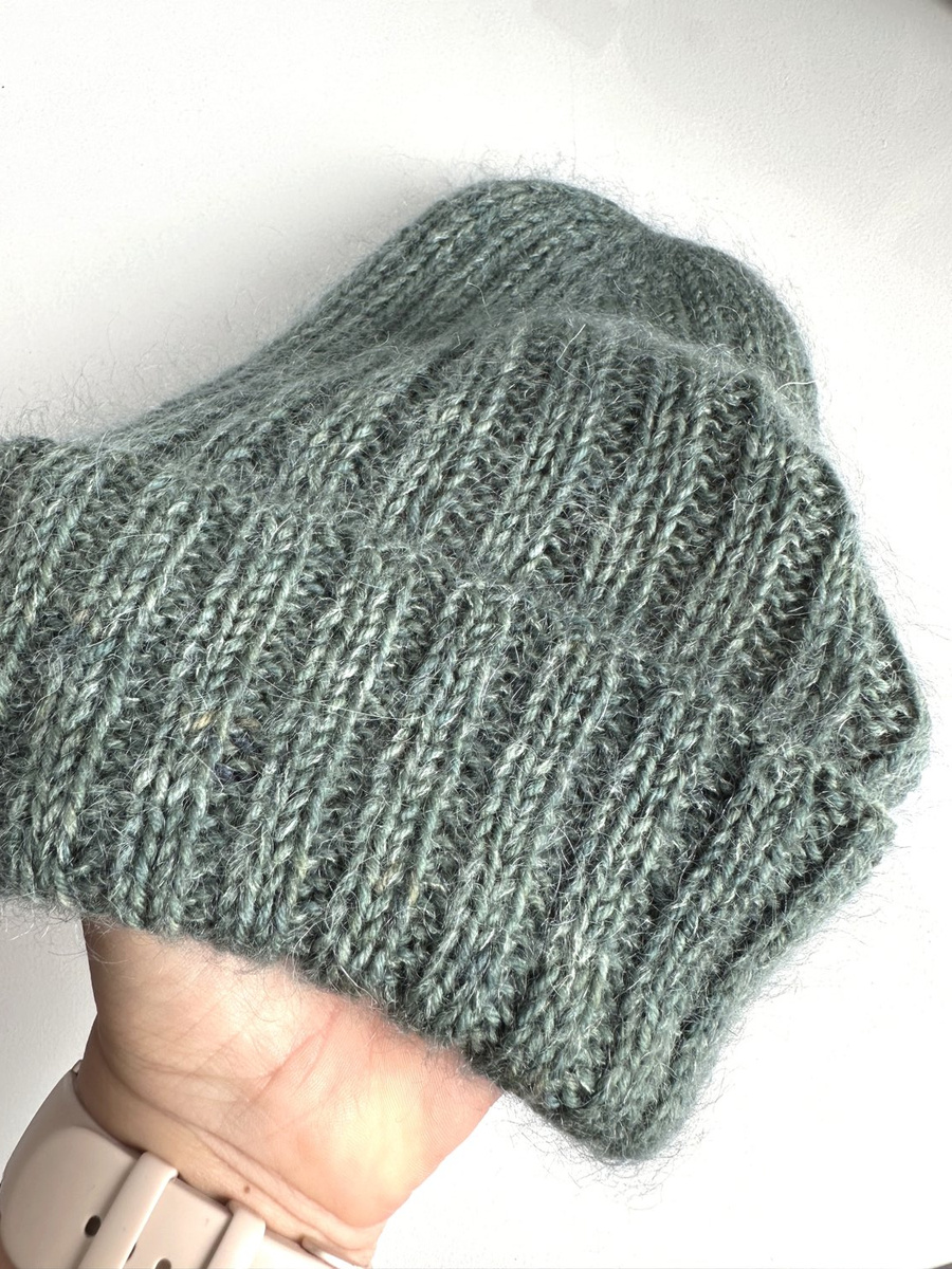 Ręcznie robiona czapka beanie AUREA 100% Ręcznie farbowana Baby Merino plus moher i jedwab Ziołowy Ogródek - edycja limitowana