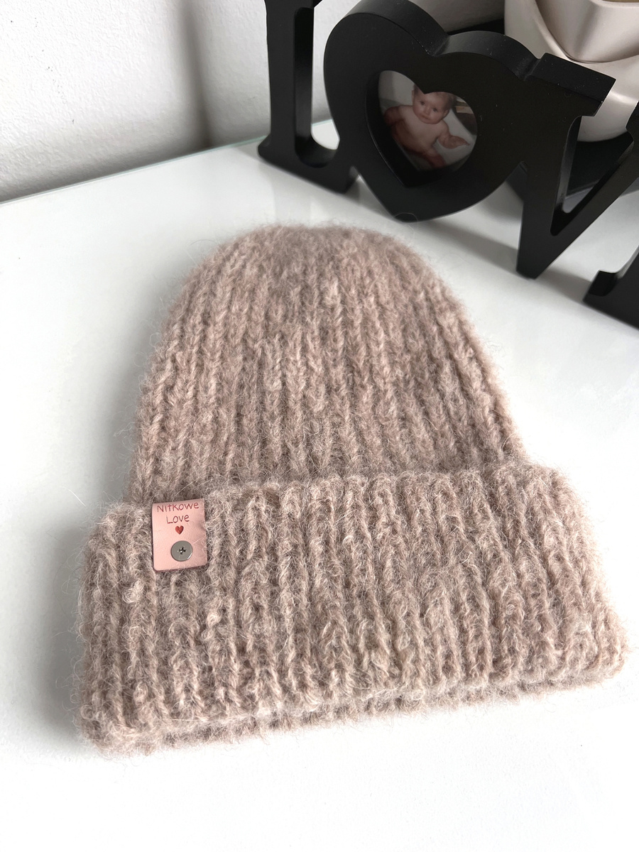 WATA CUKROWA Women's Alpaca and Merino Wool Beanie 15 Beige