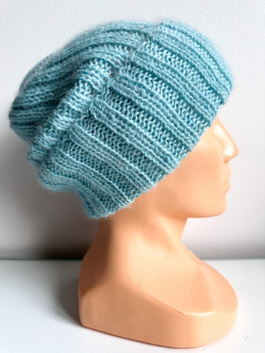 MARGARET Handmade Turn-Up Beanie Alpaca Mohair and Silk 2917/58 Turquoise