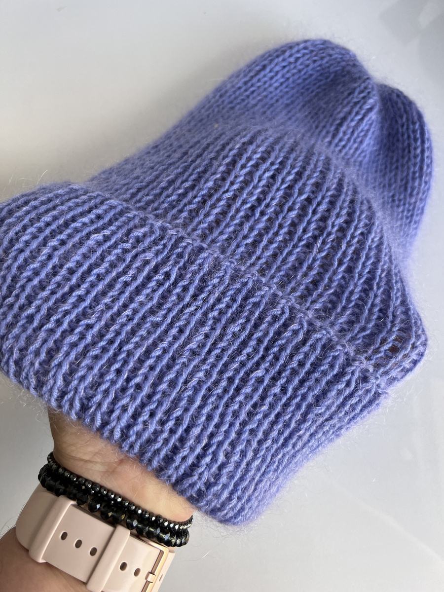 AUREA – ręcznie robiona czapka beanie baby merino + moher i jedwab damska dziecięca 25/11 Lawenda
