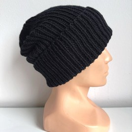 NANA – czapka merino wywijana 100% Baby Merino 21 Czarny