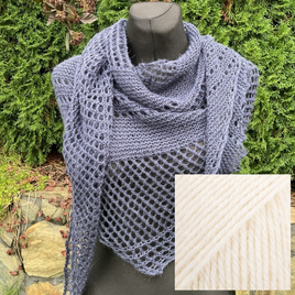 Chusta wykonana ręcznie, 100% Alpaka 100 Ecru