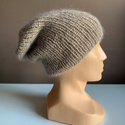 MARI handgemachte dünne Beanie-Mütze Alpaka Mohair mit Seide 2020/20 Beige