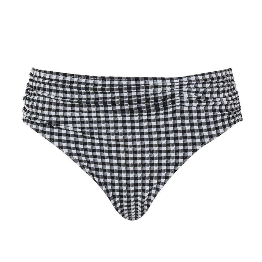 Figi kąpielowe Panache Swim GINGHAM SW1729 Midi Gathered Bikini Bottoms Black Gingham