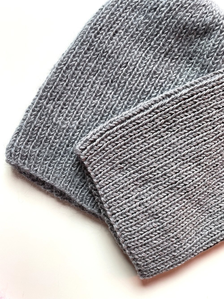 AUREA – ręcznie robiona cienka czapka beanie merino + moher i jedwab 19/10 Szary