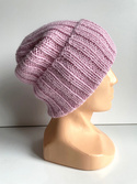 Czapka wywijana zrobiona ręcznie LAURIN 100% Alpaka 3140 Jasny Róż