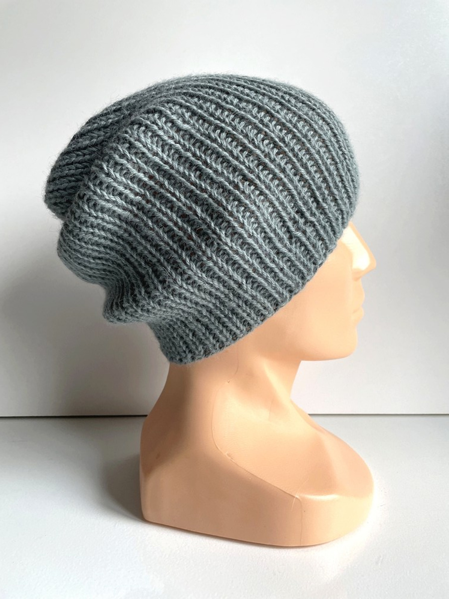 KIARA Alpaca Beanie 100% 7139 niebieski mineralny