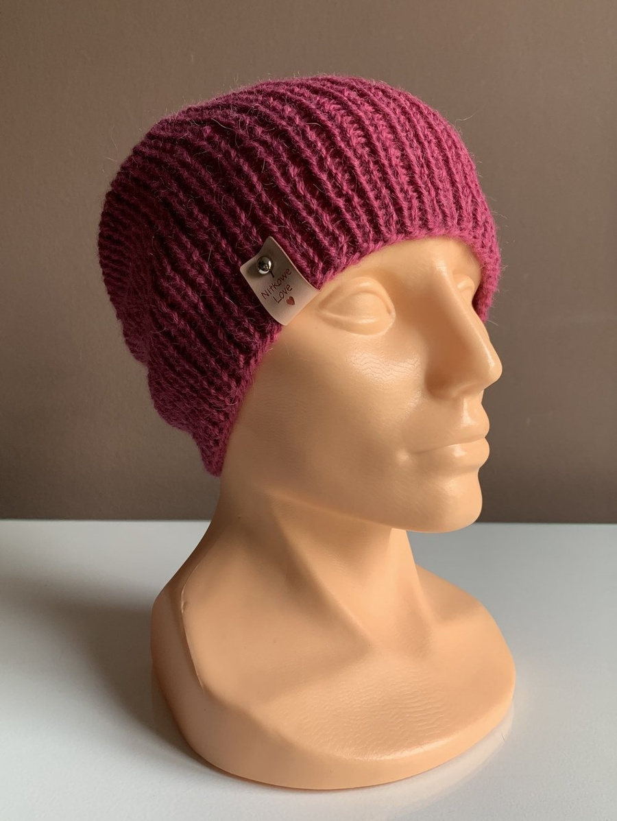 KIARA Women's Alpaca Beanie 100% Alpaca 3770 Dark Fuchsia
