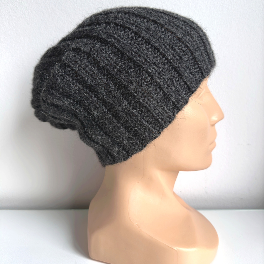 LAURIN – czapka zimowa beanie 100% alpaka damska 506 ciemny szary