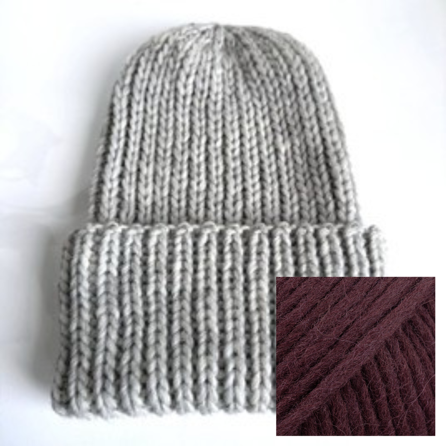 JANKA Thick Wool Beanie 118 Ciemne Winogrona Nitkowe Love
