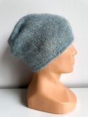 SOPHIA – czapka beanie handmade baby merino + moher i jedwab damska 43/44 Jasny Morski