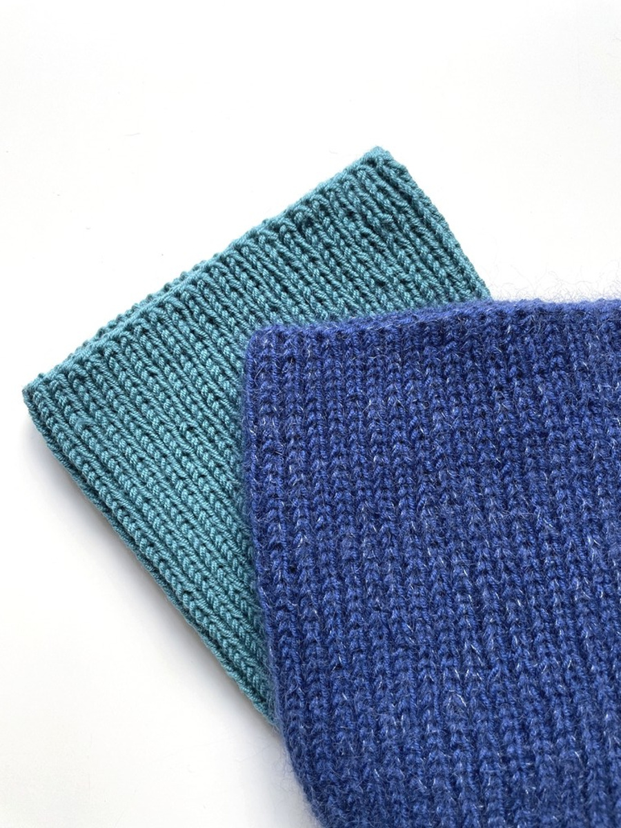 AUREA – ręcznie robiona czapka beanie baby merino + moher i jedwab damska 30/28 Niebieski