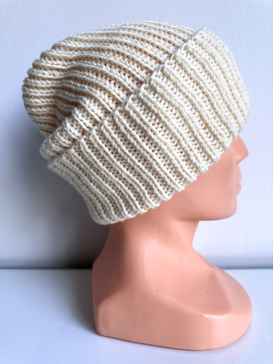 NANA Turn-Up Baby Merino Wool Beanie 100% Baby Merino 02 Ecru