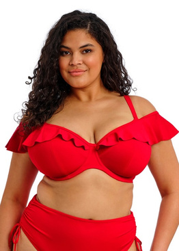 Biustonosz kąpielowy z falbanką Elomi PLAIN SAILING ES7282LAA Plunge Bikini Top Lava