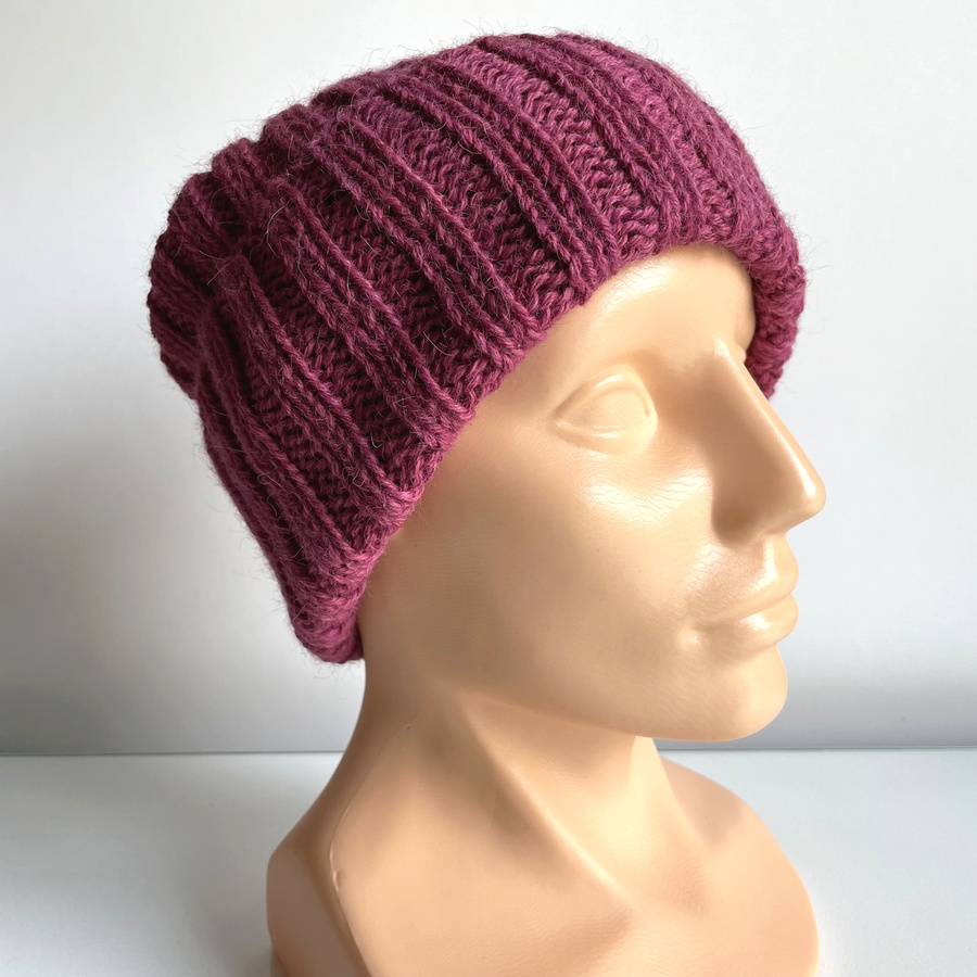 LAURIN Turn-Up Beanie 100% Alpaca 3770 Ciemna Fuksja