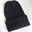 HELLI – czapka zimowa merino wywijana 21 Czarny, 100% baby merino, unisex