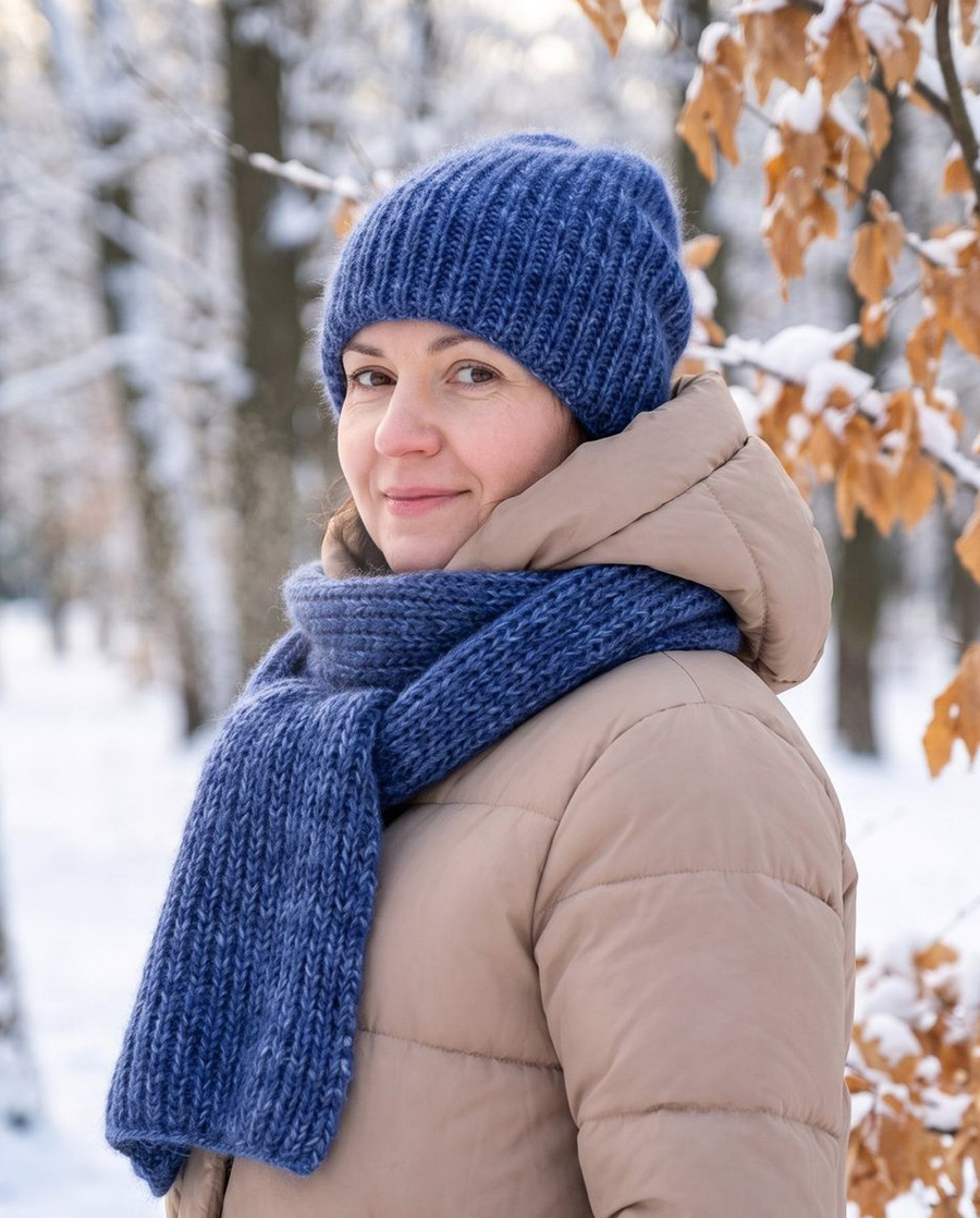 ALURA – czapka merino z moherem i jedwabiem zimowa 30 Prażony Migdał damska/dziecięca