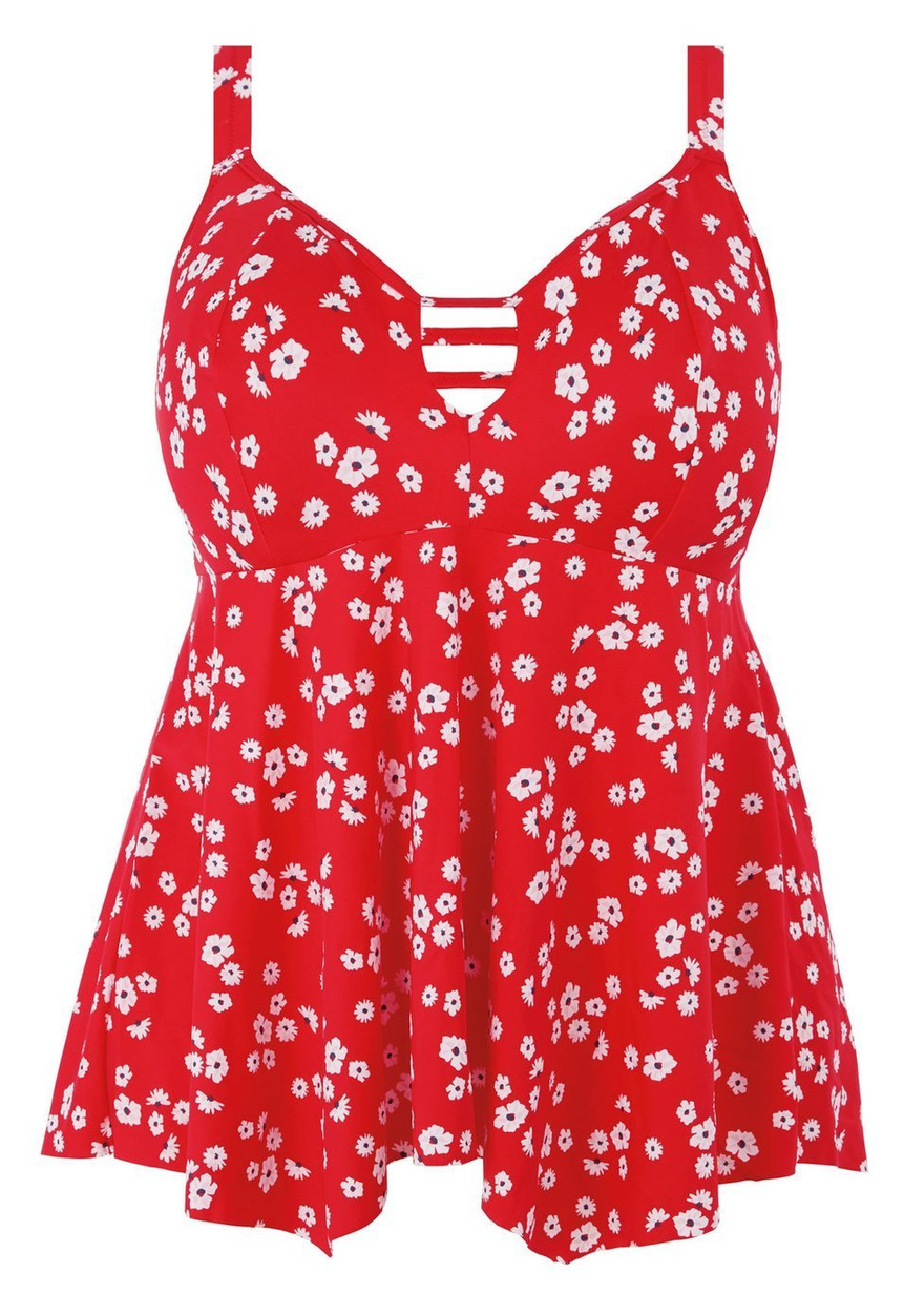 Strój kąpielowy Elomi Swim PLAIN SAILING ES7271RFL + ES7275RFL Non Wired Moulded Tankini Top + Bikini Brief Red Floral