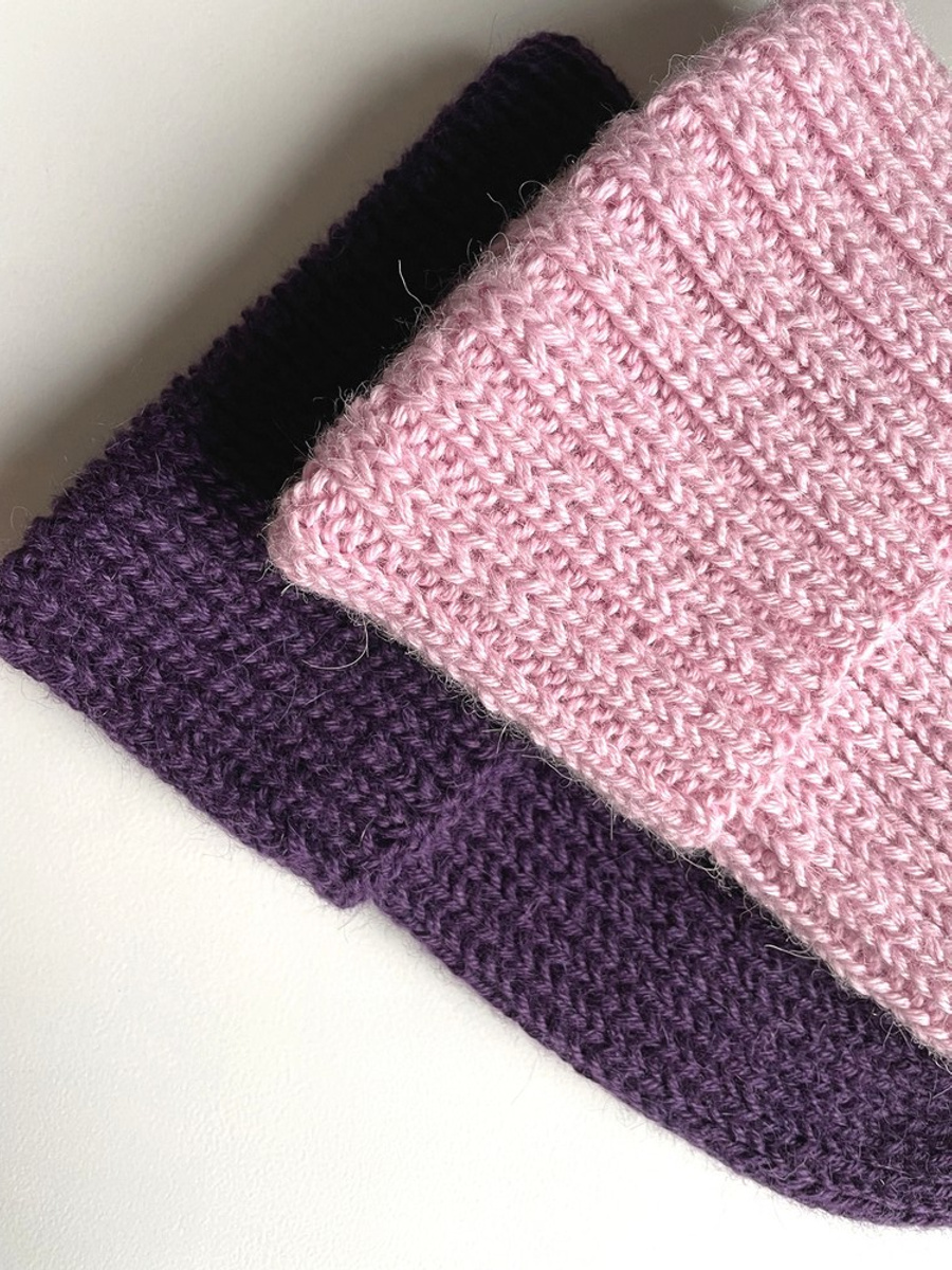 Czapka wywijana zrobiona ręcznie LAURIN 100% Alpaka 3140 Jasny Róż