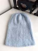 SOPHIA – ręcznie robiona ciepła czapka damska beanie merino + moher i jedwab 11/07 Błękitny Stalowy
