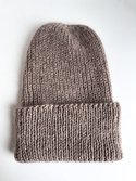 AUREA – czapka beanie handmade baby merino + moher i jedwab damska/dziecięca 57/12 Szaro-Brązowy