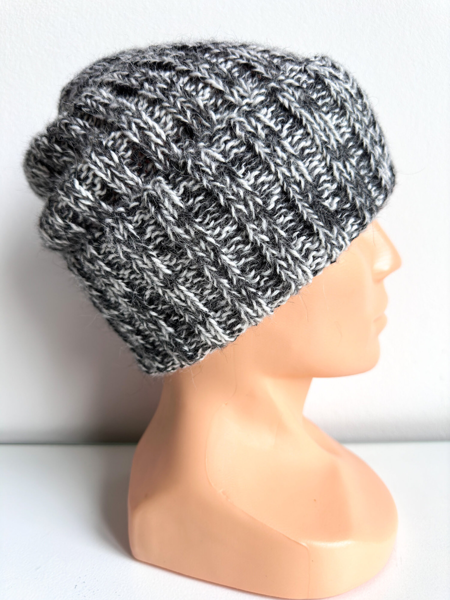 LAURIN Turn-Up Beanie 100% Alpaca 506/100 Dark Grey