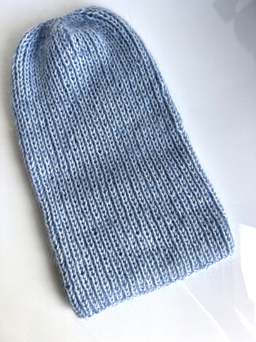 Handmade Czapka damska AUREA 100% Baby Merino plus moher i jedwab 43/08 Jasny Morski