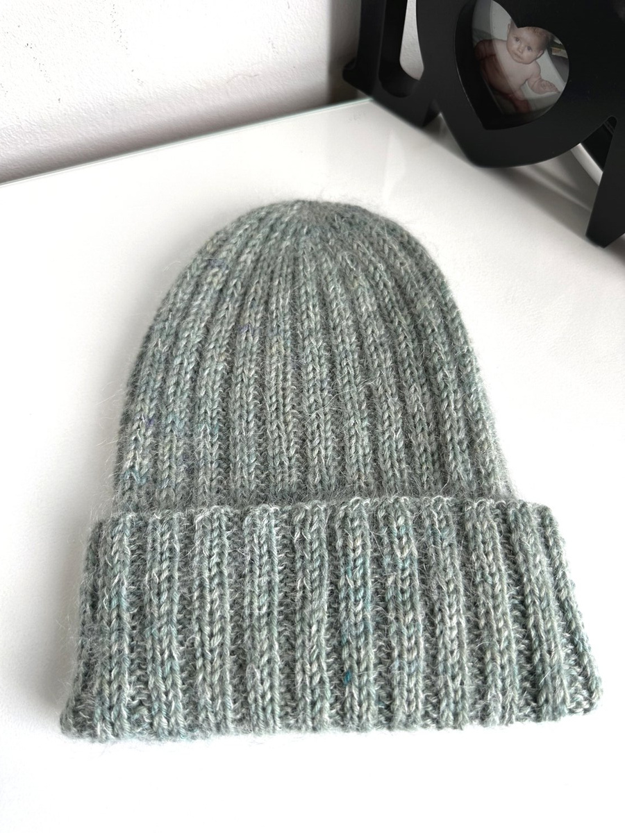 DAISY – czapka beanie handmade baby merino + moher i jedwab Szałwia