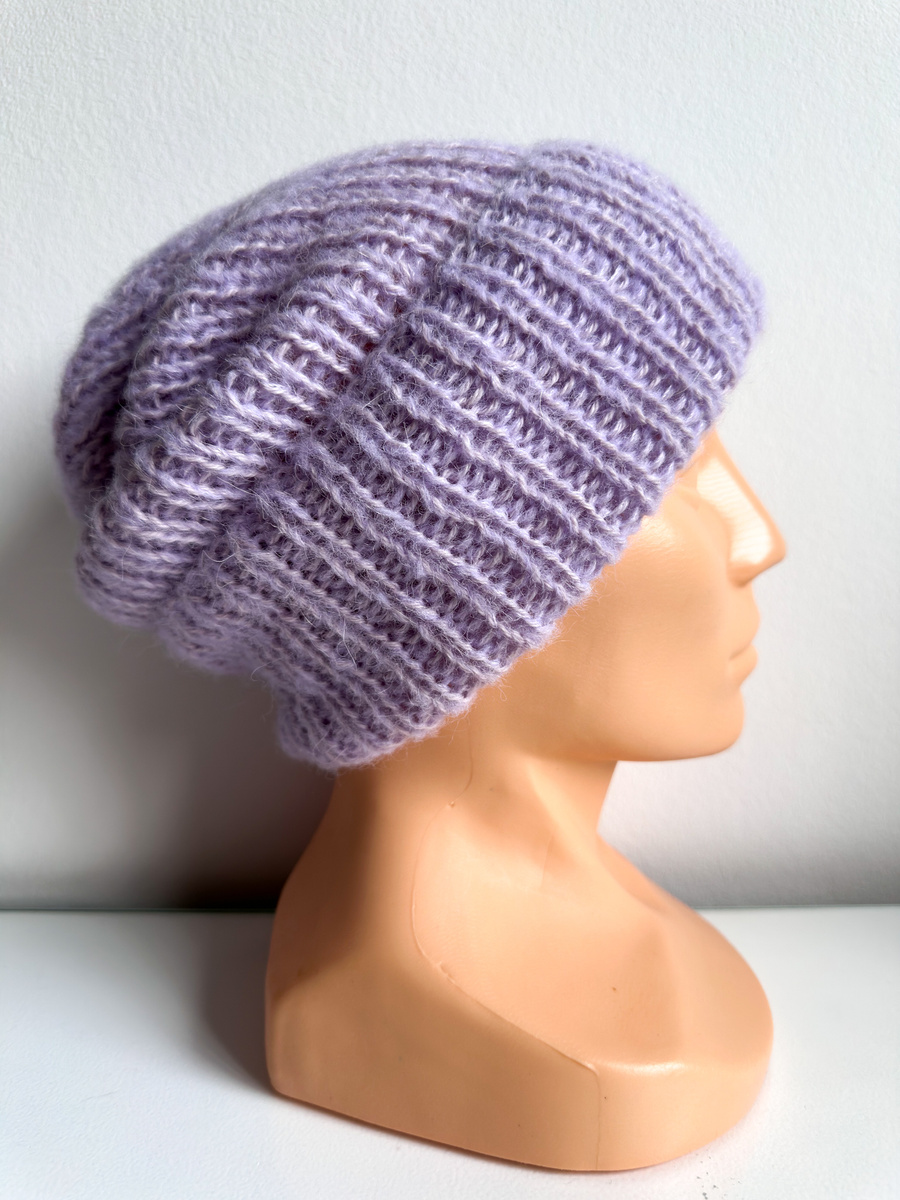 Ręcznie robiona czapka damska MORGANA Alpaka z Jedwabiem 4010/34 słodka orchidea