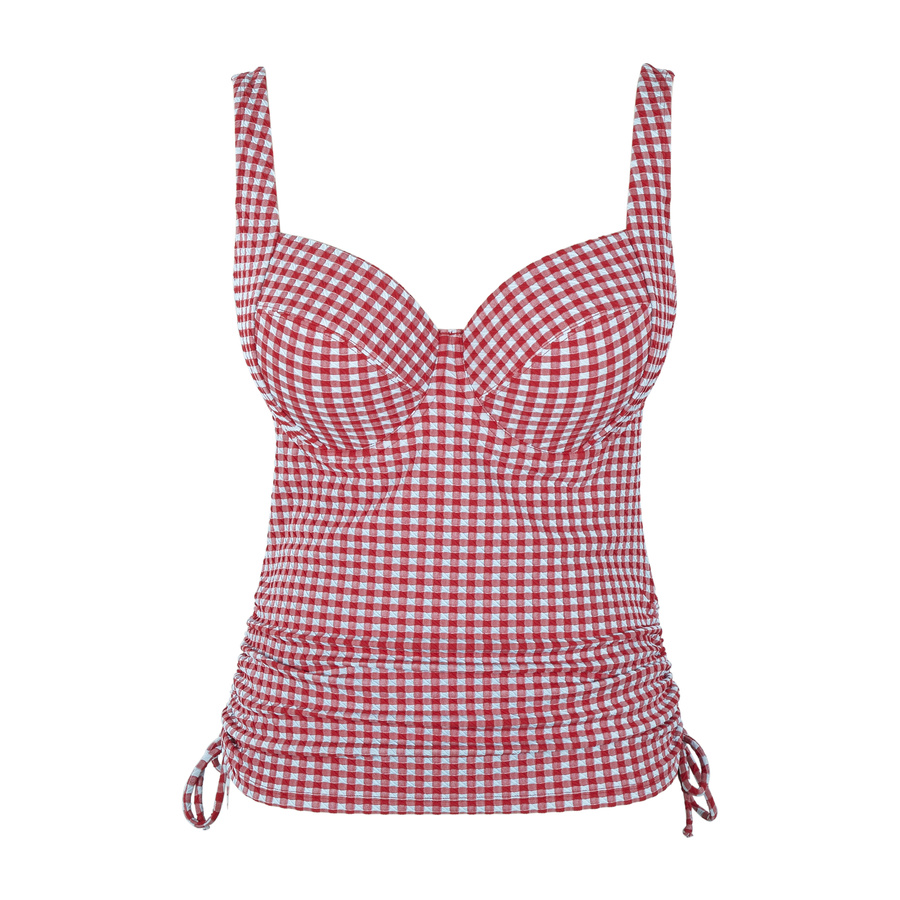 Tankini balkonowe Panache Swim GINGHAM SW1744 IRIS Balcony Tankini Top Red Gingham