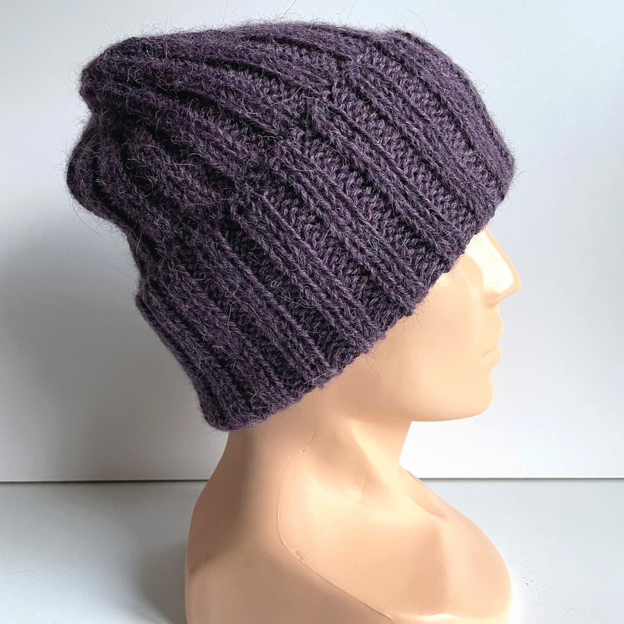 LAURIN Beanie 100% Alpaca 9023 Fioletowa Mgiełka