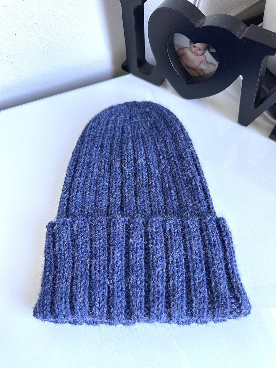 LAURIN Turn-Up Beanie 100% Alpaca 6360 Nocne niebo