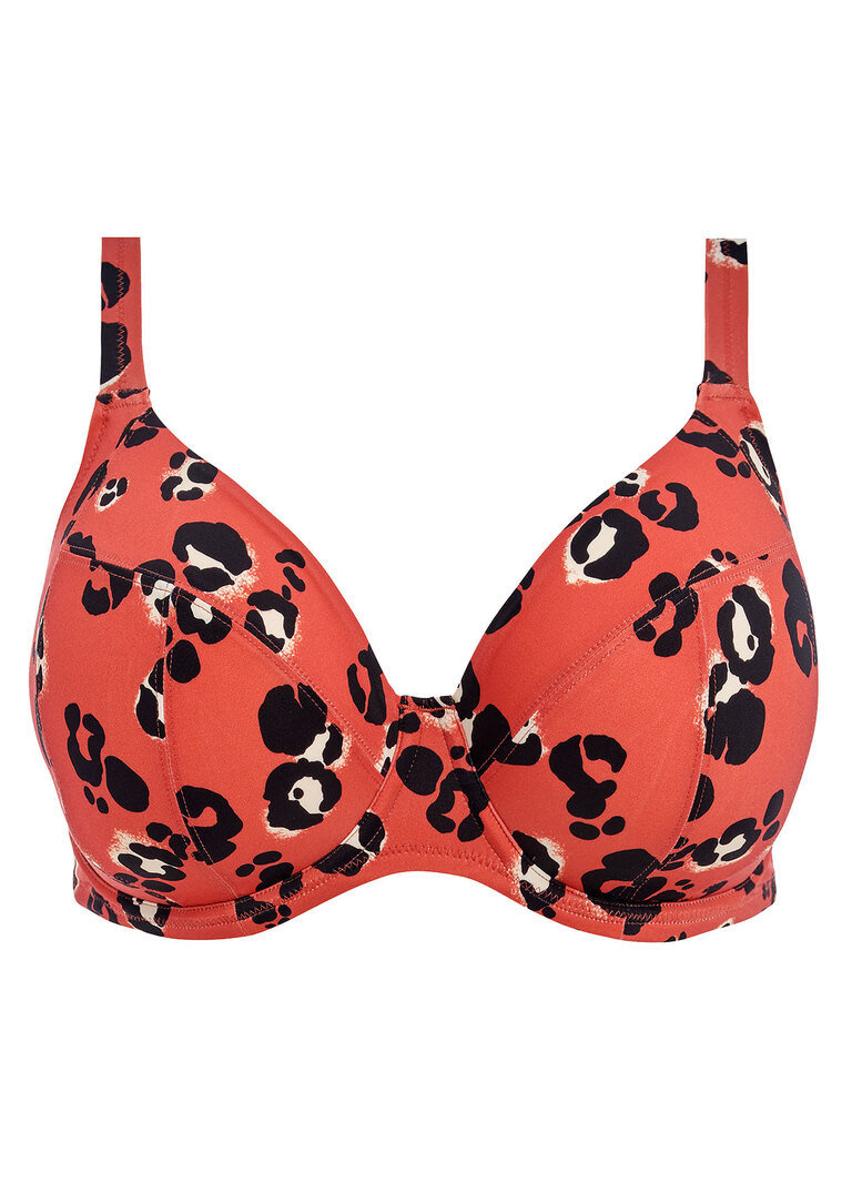 KOMPLET - Strój kąpielowy Elomi Swim KOTIYA Terrracota ES800902TEA Uw Plunge Bikini Top + ES800972TEA Mid Rise Bikini Brief (36HH + 42)