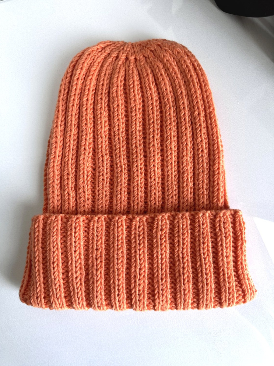 HELLI – czapka merino wywijana 100% baby merino 36 pomarańczowy jesienno-zimowa unisex