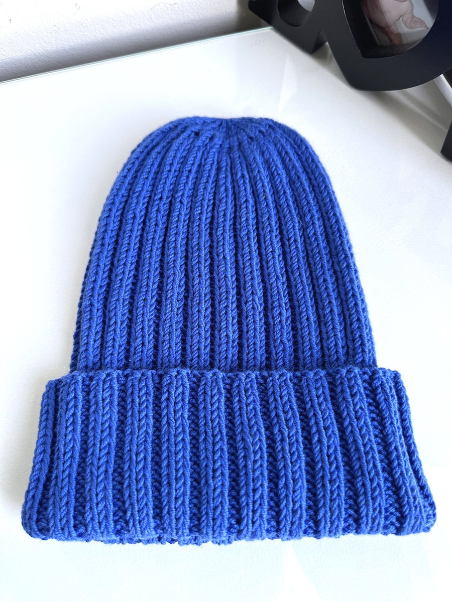 HELLI – czapka beanie z wełny merino 100% Baby Merino 33 jaskrawoniebieska jesienno-zimowa