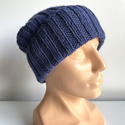 Czapka wywijana zrobiona ręcznie LAURIN 100% Alpaka 6790 Jasno Granatowy - kolor wycofany
