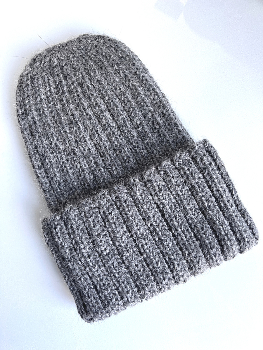 LAURIN Turn-Up Beanie 100% Alpaca 517 Medium Grey