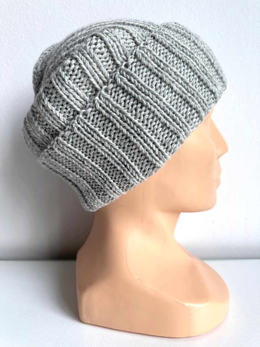 Wywijana czapka merino HELLI 100% Baby Merino 22 Jasny Szary