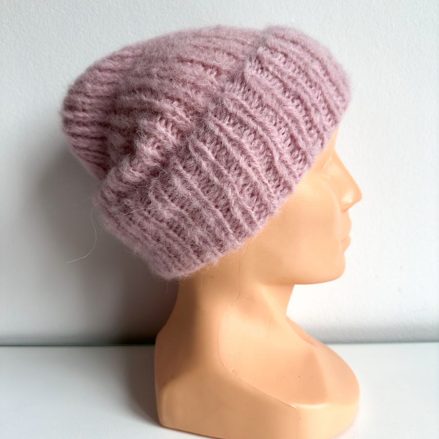 WATA CUKROWA – czapka z alpaki damska z merynosem 06 pudrowy róż