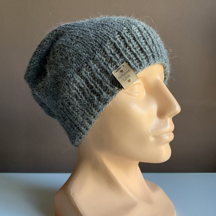 JONA– czapka z alpaki damska 100% alpaka 517 średni szary beanie zimowa
