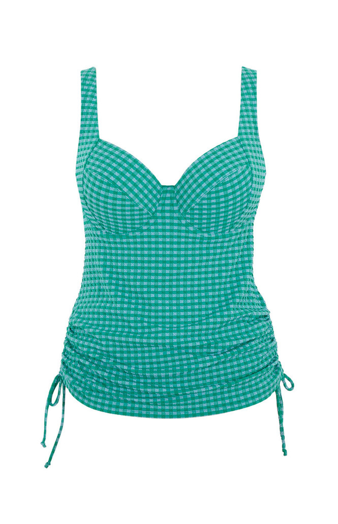 Tankini balkonowe Panache Swim GINGHAM SW1744 Iris Balcony Tankini Top Green Gingham
