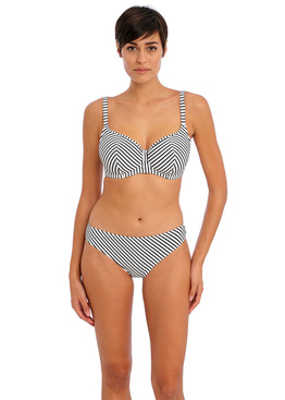 KOMPLET - Strój kąpielowy Freya JEWEL COVE Stripe Black AS7231SBL Uw Sweetheart Bikini Top Stripe Black (32H) + majtki