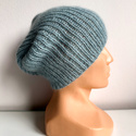 Handgemachte Damenmütze AUREA 100% Baby Merino plus Mohair und Seide 43/58 Hell Seegrün