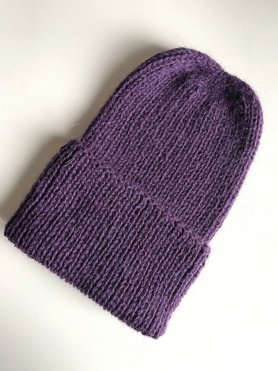 KIARA Turn-Up Beanie 100% Alpaca 4400 Dark Purple