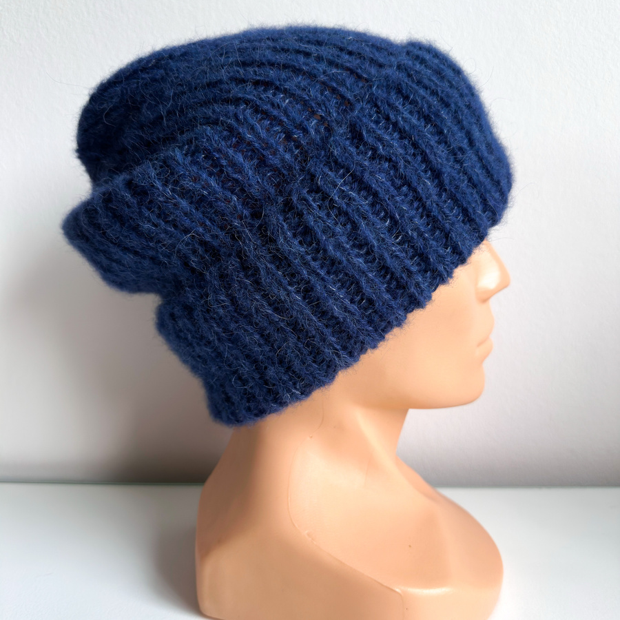 MORGANA – czapka damska beanie alpaka + jedwab 5575/39 granatowy