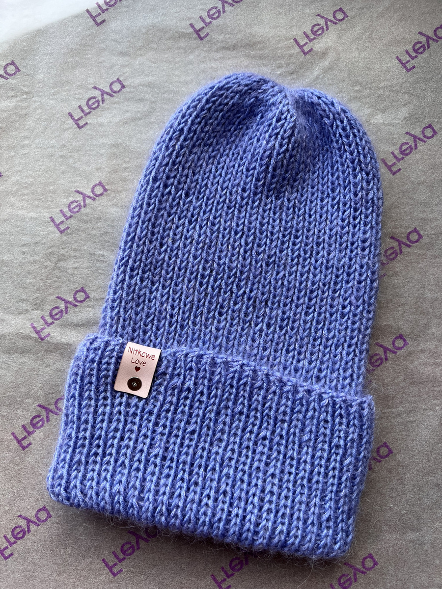 AUREA – ręcznie robiona czapka beanie baby merino + moher i jedwab damska dziecięca 25/11 Lawenda