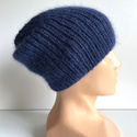 AUREA – ręcznie robiona czapka beanie baby merino + moher i jedwab damska 30/28 Niebieski