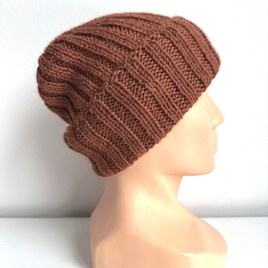LAURIN Turn-Up Beanie 100% Alpaca 9025 Brown