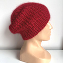 AUREA – ręcznie robiona czapka beanie merino + moher i jedwab damska 16/14 Czerwony